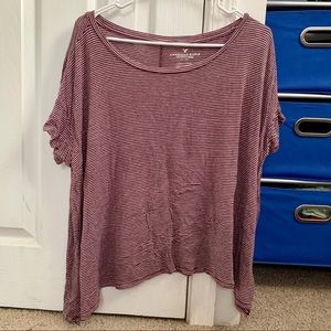 American Eagle Striped Short Sleeve Top